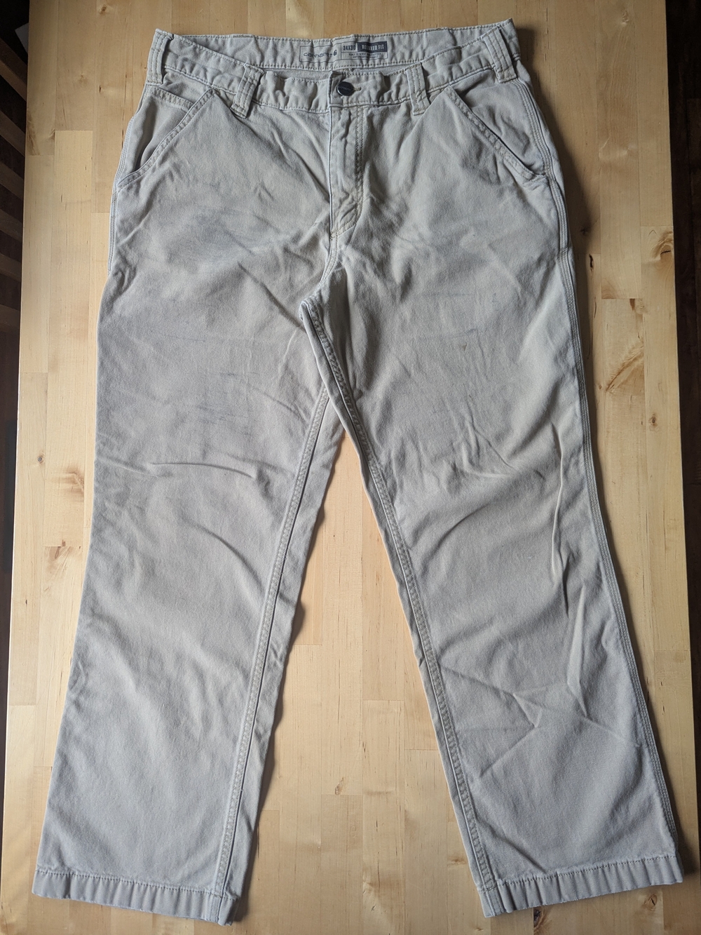 Carhartt Men's Chino Khaki Pants Beige 34x30 Relaxed Fit Workwear